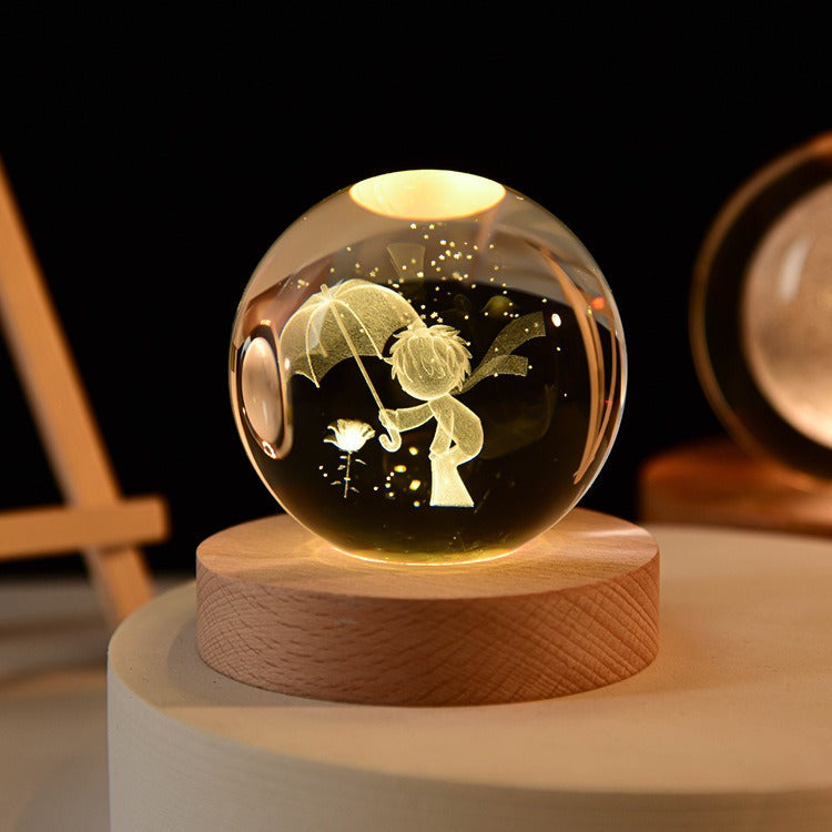 Crystal Ball Night Light With Custom 3D Engraving