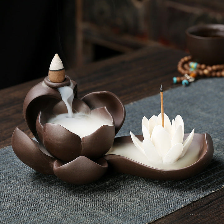 Backflow Incense Burner for Calming Lotus Ambiance