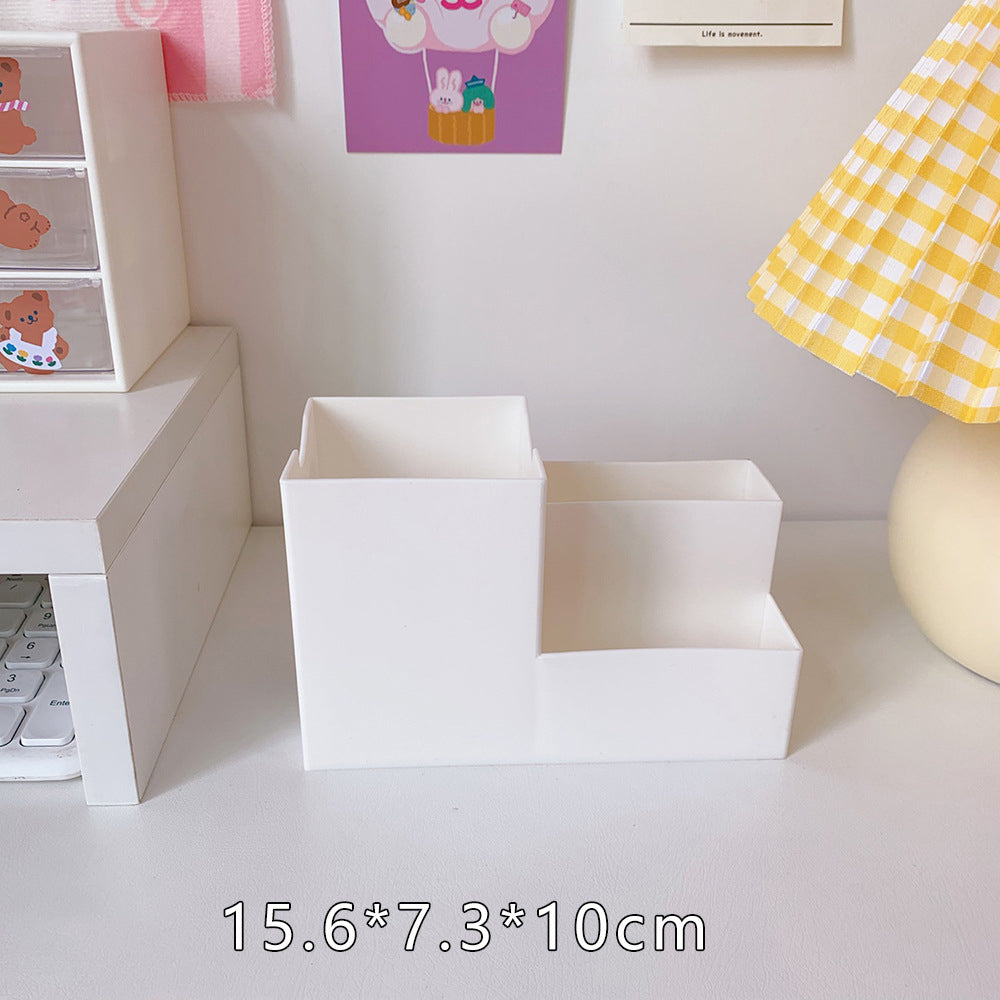 White Desk Organizer with Pen Holder and Phone Stand