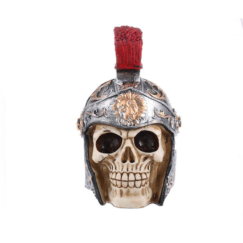 Skull Helmet Decor: Gothic Medieval Shelf Centerpiece