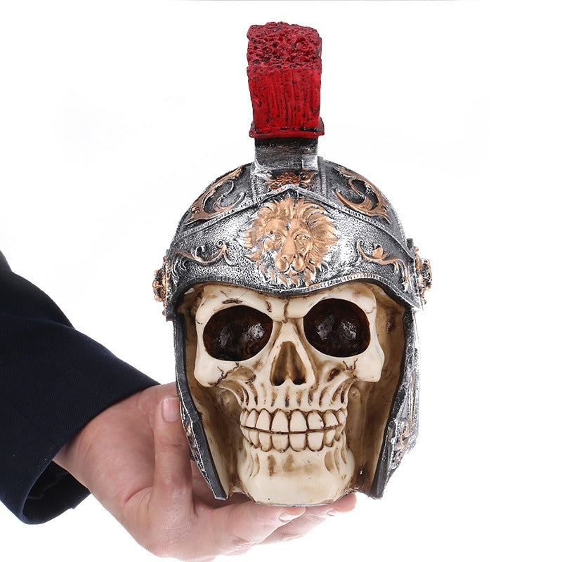 Skull Helmet Decor: Gothic Medieval Shelf Centerpiece