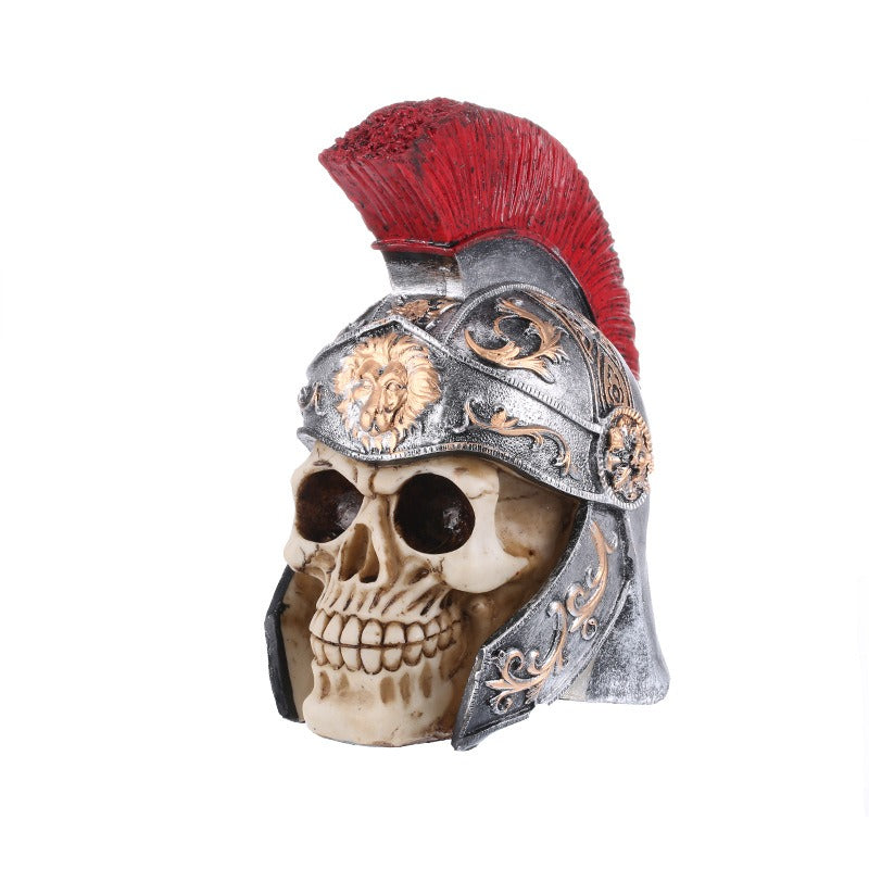 Skull Helmet Decor: Gothic Medieval Shelf Centerpiece