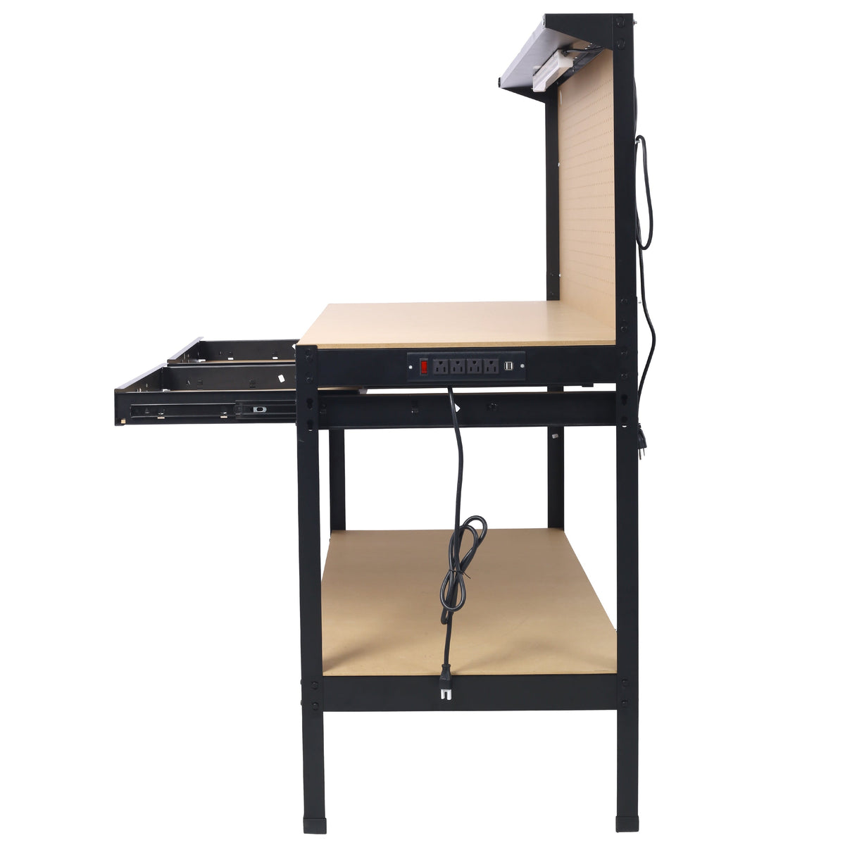 Steel Workbench with Drawer, Pegboard & Power Outlets