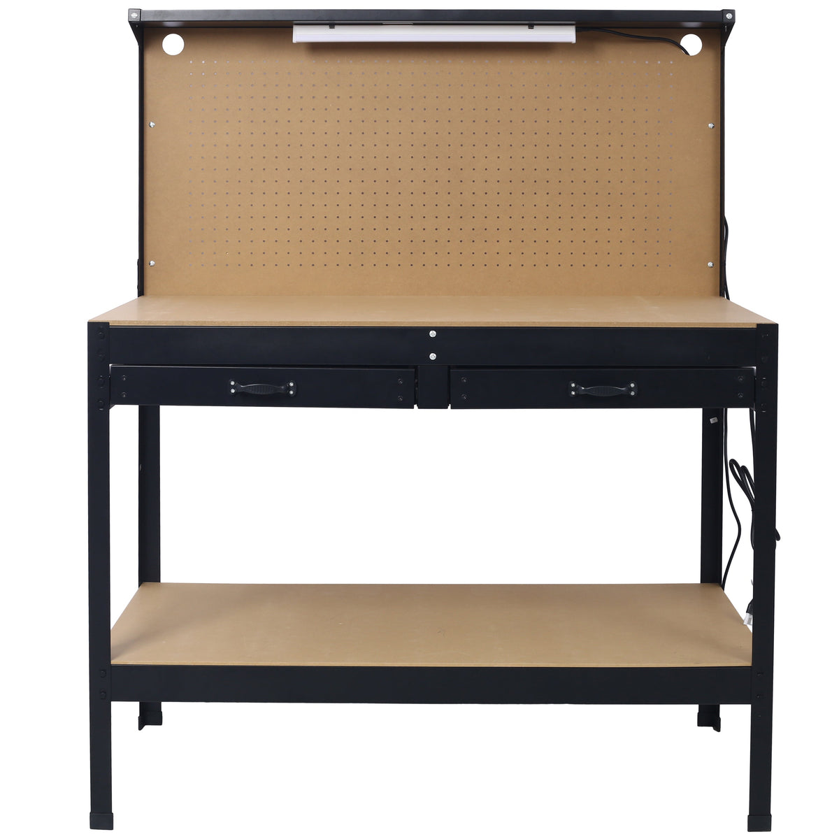 Steel Workbench with Drawer, Pegboard & Power Outlets
