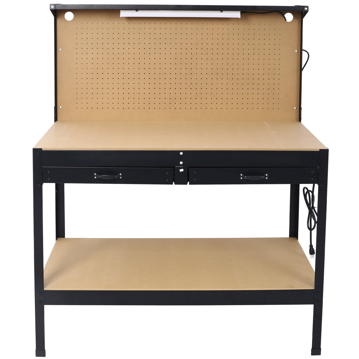 Steel Workbench with Drawer, Pegboard & Power Outlets