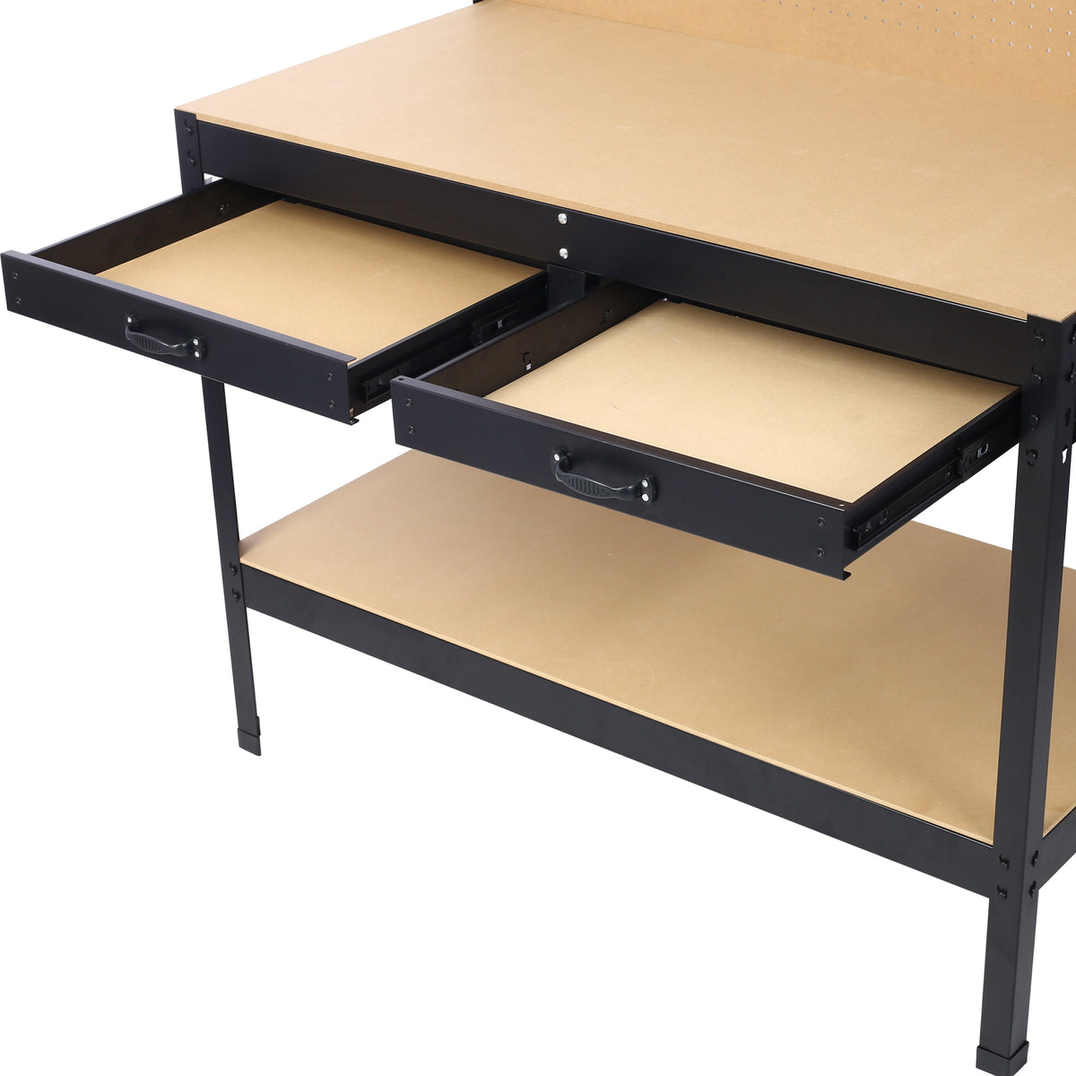 Steel Workbench with Drawer, Pegboard & Power Outlets