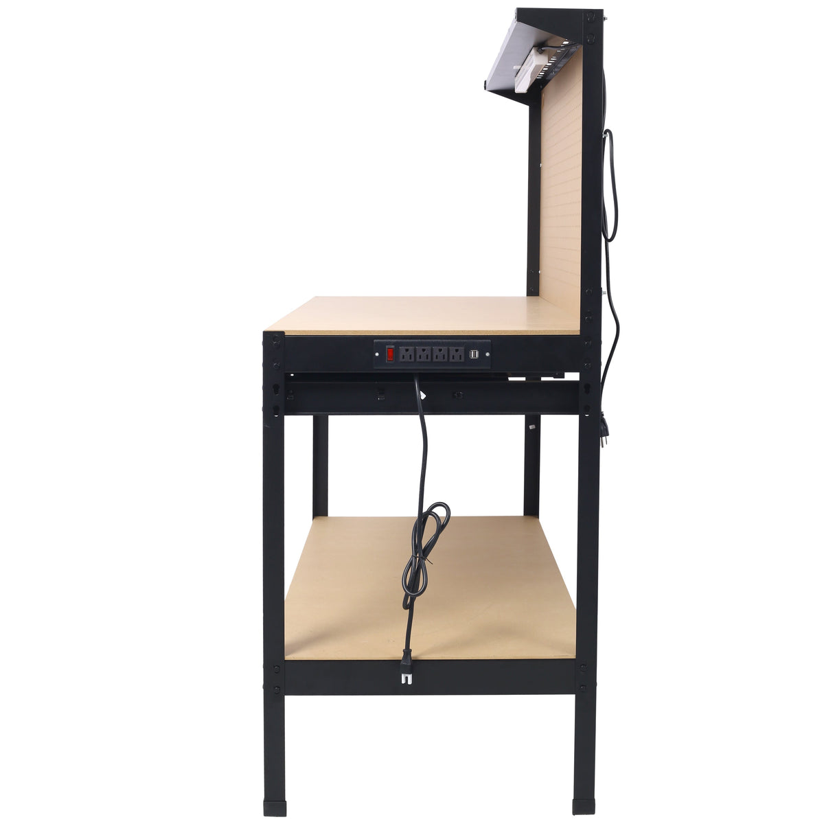 Steel Workbench with Drawer, Pegboard & Power Outlets