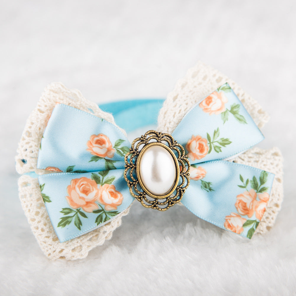 Floral Lace Pet Bow Tie Collar for Photo-Ready Style