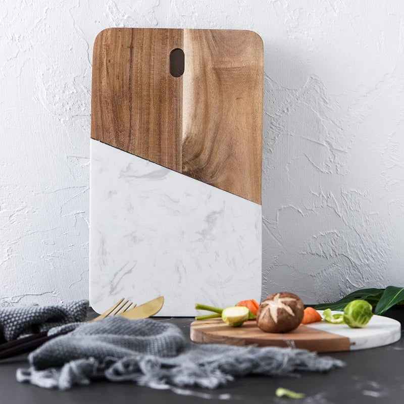 Marble and Acacia Cheese Board Set for Entertaining
