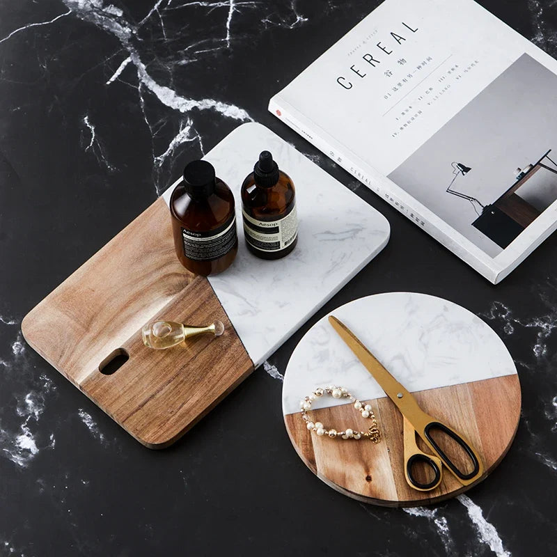 Marble and Acacia Cheese Board Set for Entertaining