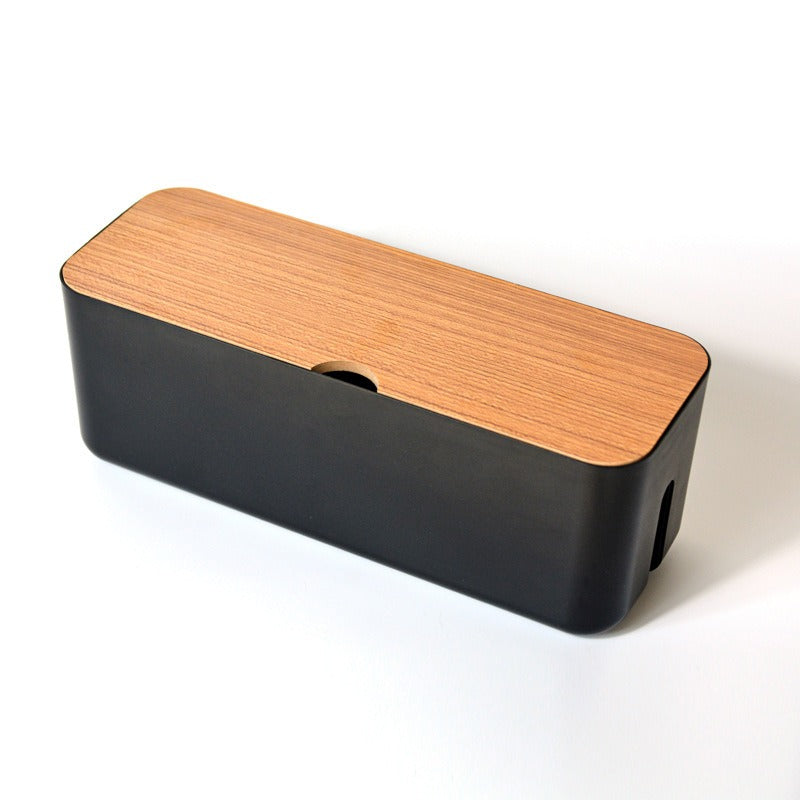 Cable Storage Box with Wood Lid for Hidden Power Strips