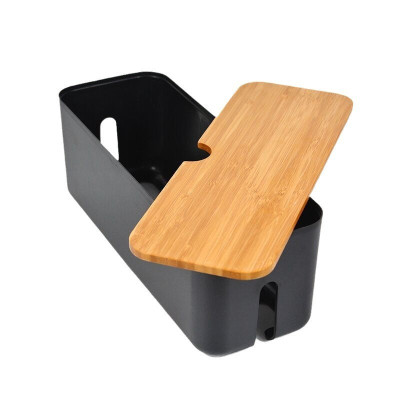 Cable Storage Box with Wood Lid for Hidden Power Strips