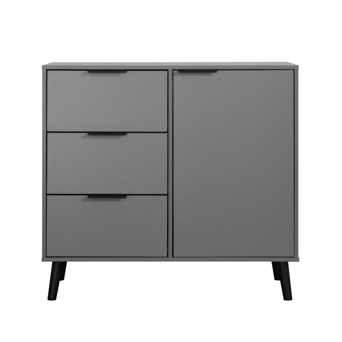 Gray Storage Cabinet with 3 Drawers, Door and Shelf