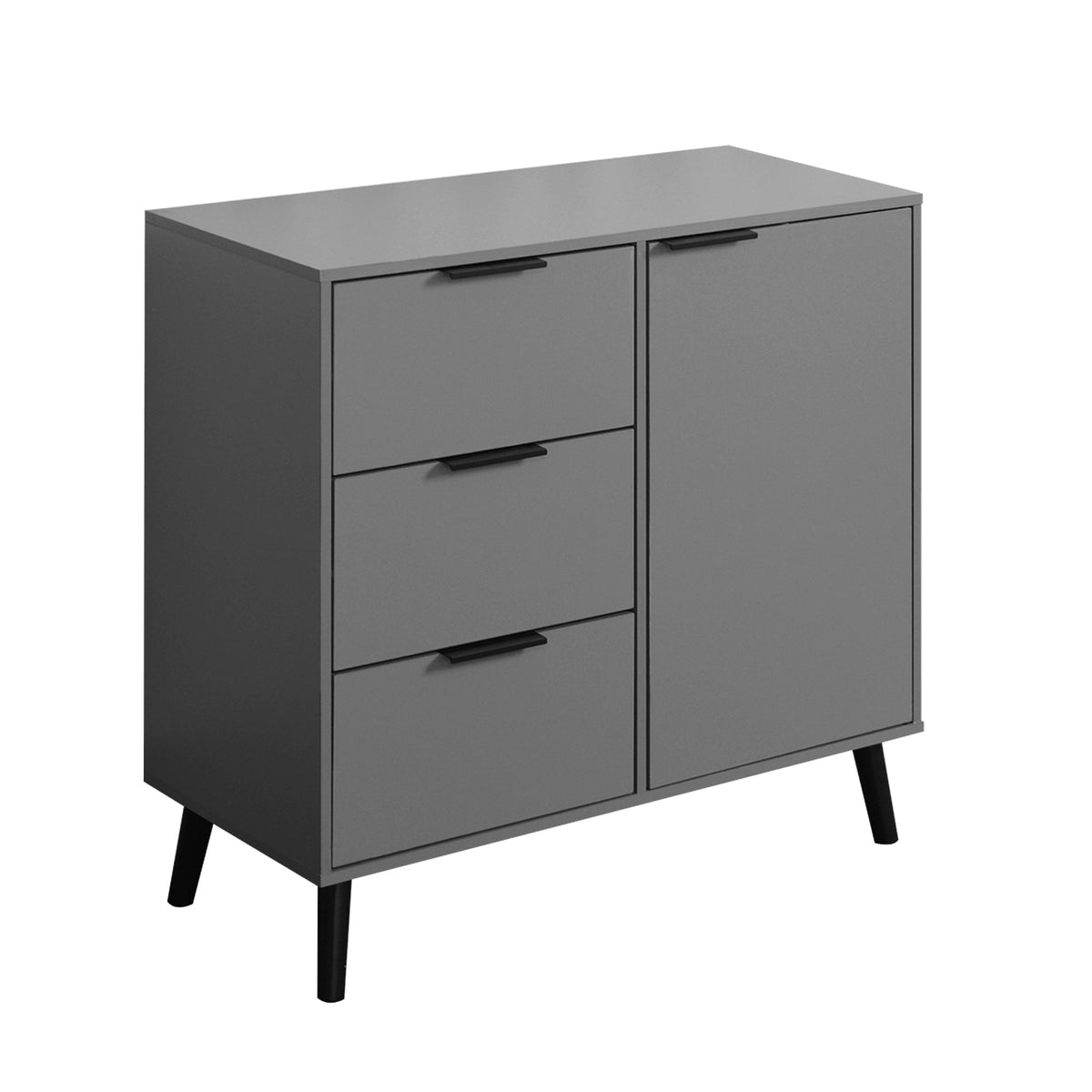 Gray Storage Cabinet with 3 Drawers, Door and Shelf