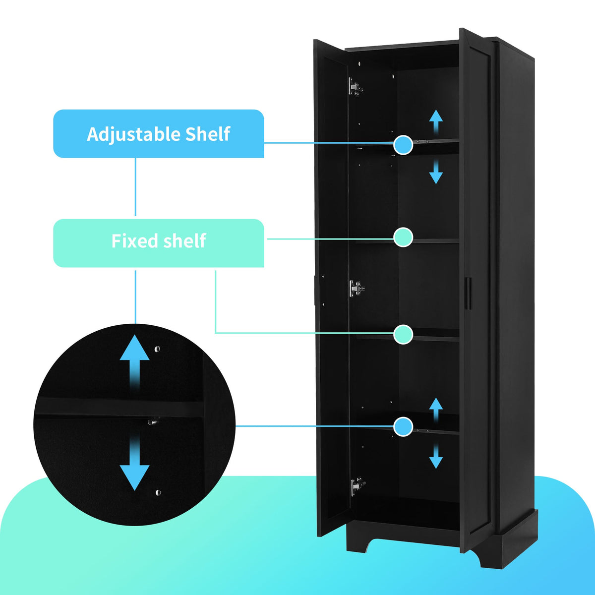 Bathroom Storage Cabinet with Doors and Adjustable Shelf
