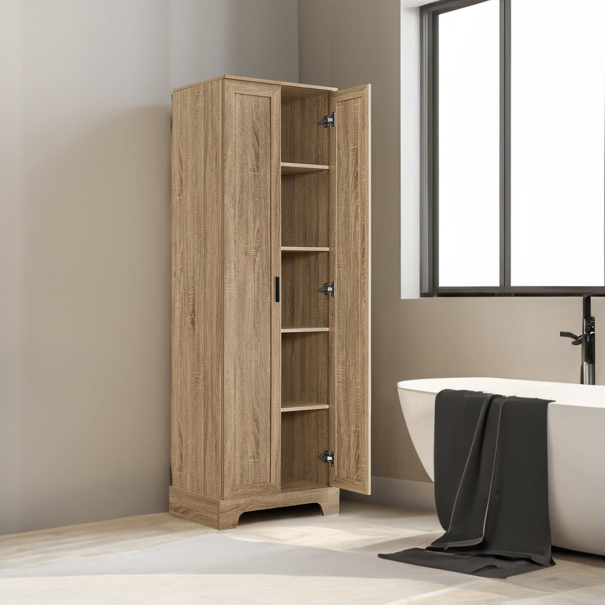Two-Door Bathroom Storage Cabinet with Adjustable Shelves