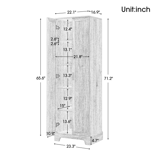 Bathroom Storage Cabinet with Doors and Adjustable Shelf