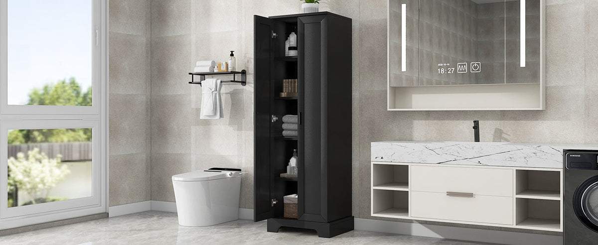 Bathroom Storage Cabinet with Doors and Adjustable Shelf