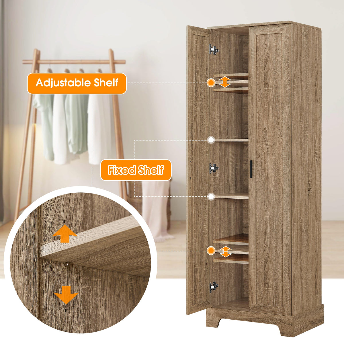 Two-Door Bathroom Storage Cabinet with Adjustable Shelves