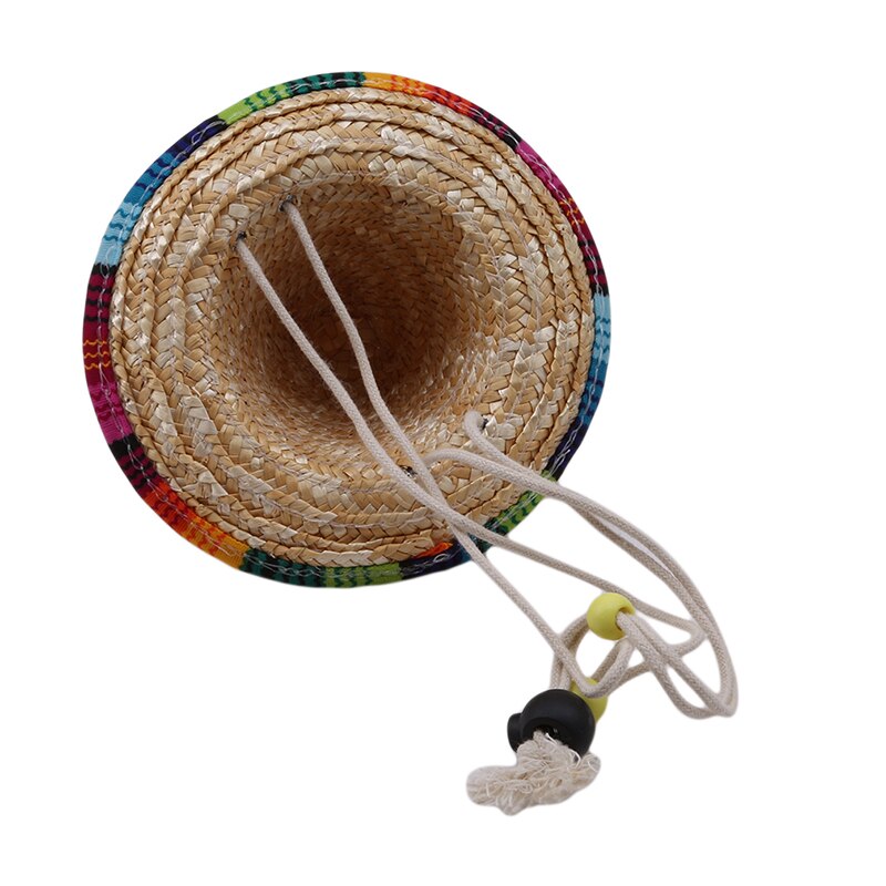 Adjustable Pet Straw Sombrero Hat for Festive Photos