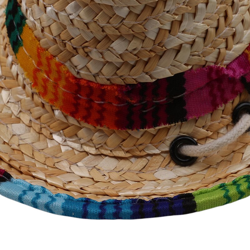 Adjustable Pet Straw Sombrero Hat for Festive Photos