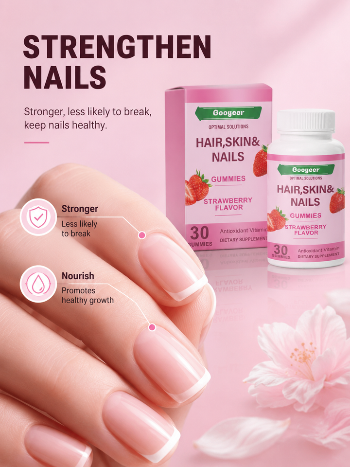 Strawberry Beauty Gummies – Hair, Skin & Nails Support, 30