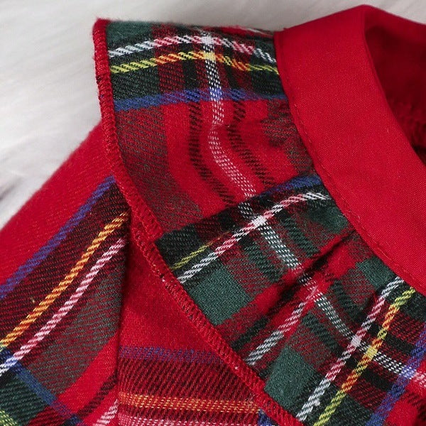 Girls Plaid Christmas Dress With Matching Party Hat