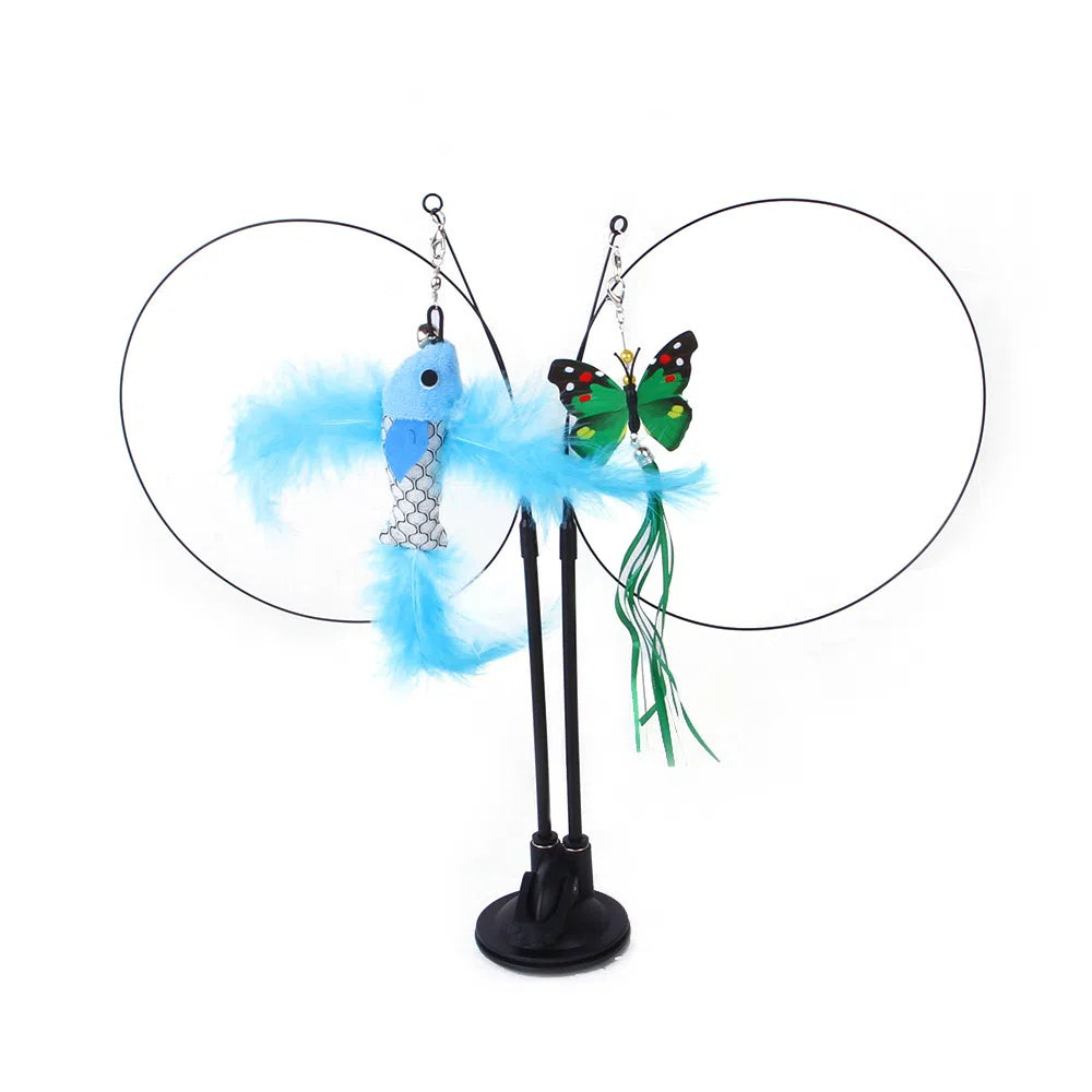 Suction Cup Cat Toy With Interchangeable Attachments