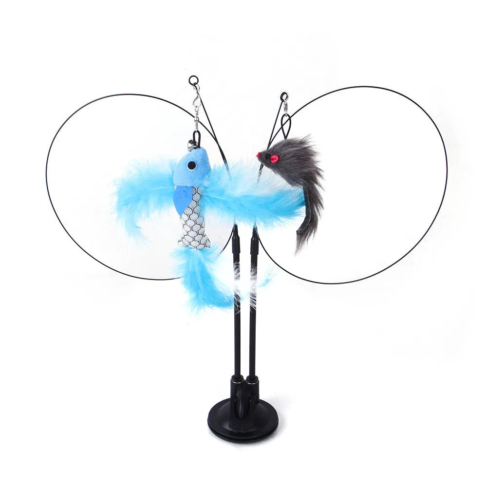 Suction Cup Cat Toy With Interchangeable Attachments