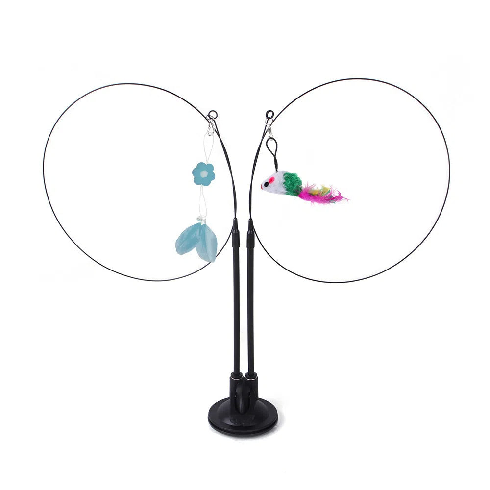 Suction Cup Cat Toy With Interchangeable Attachments