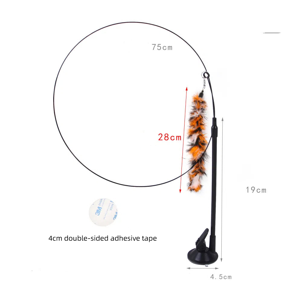 Suction Cup Cat Toy With Interchangeable Attachments