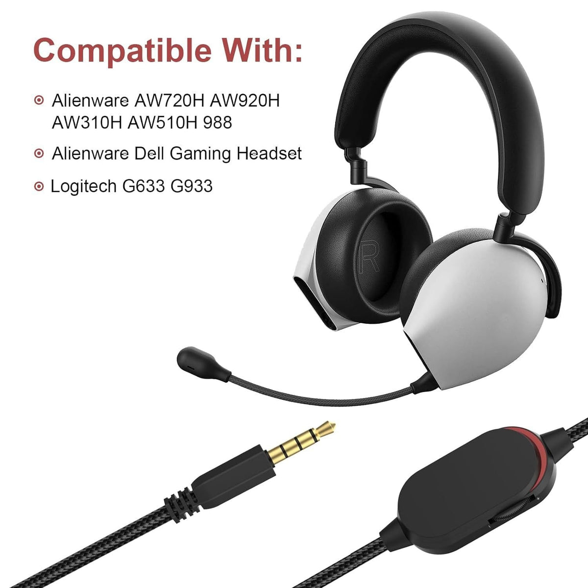 Replacement Headset Cable with Inline Volume & Mute