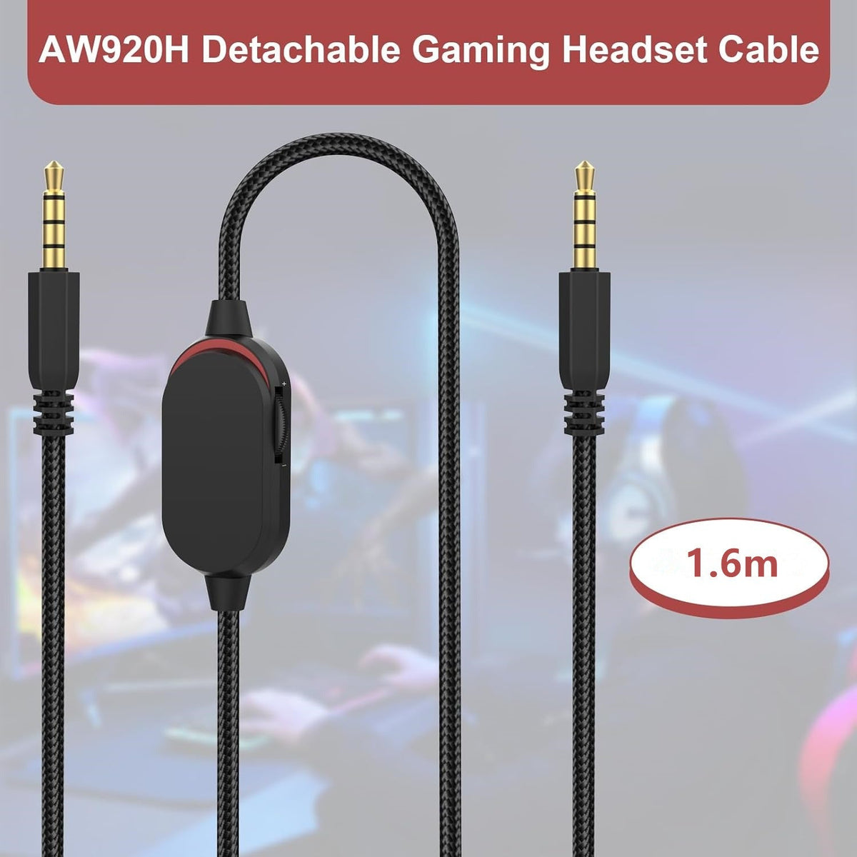 Replacement Headset Cable with Inline Volume & Mute