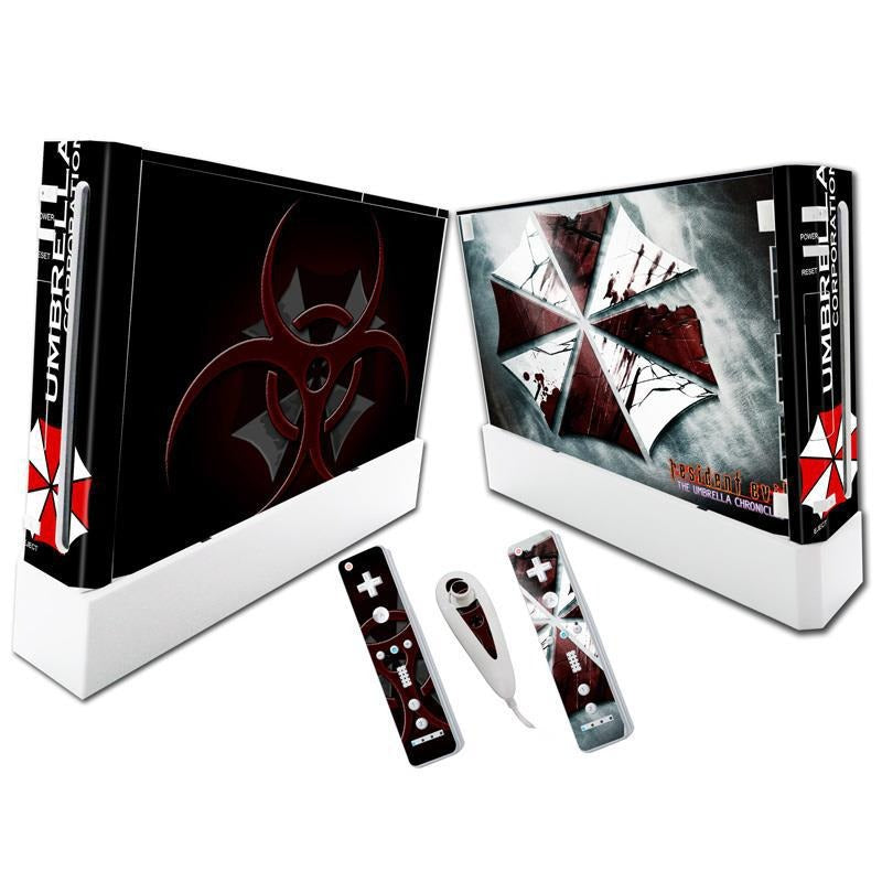 Wii Console Skin Set with Matching Vinyl Controller Wraps