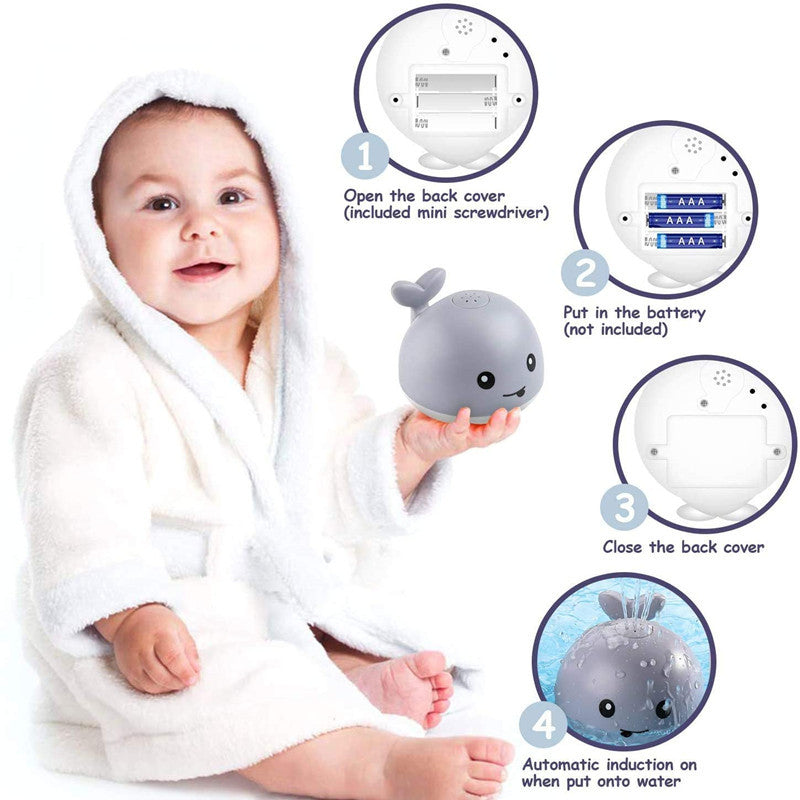 Whale Baby Bath Toy With Light, Music & Water Spray