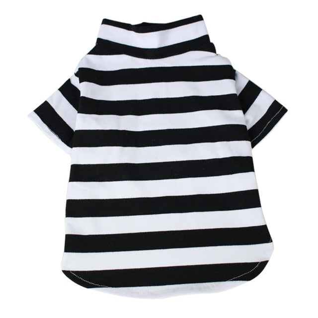Striped Cotton Dog T-Shirt for Small Dogs & Cats Outings