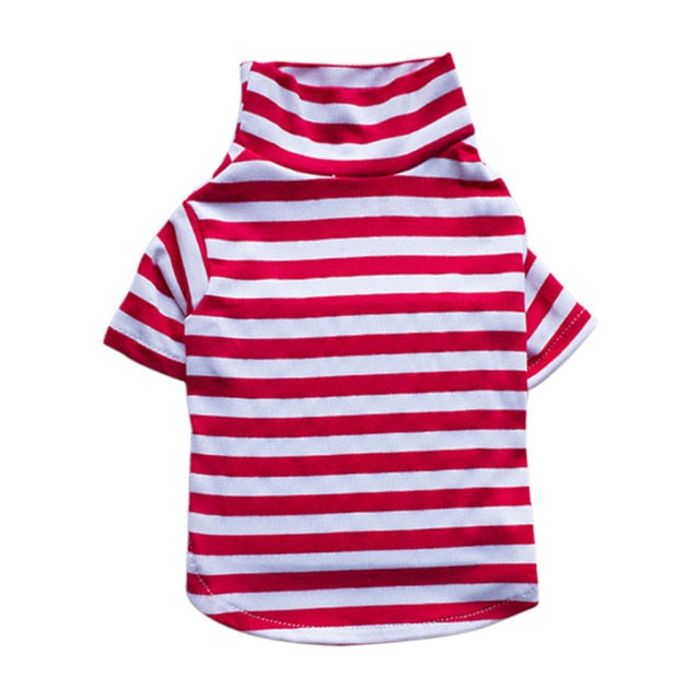 Striped Cotton Dog T-Shirt for Small Dogs & Cats Outings