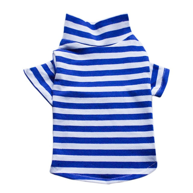 Striped Cotton Dog T-Shirt for Small Dogs & Cats Outings