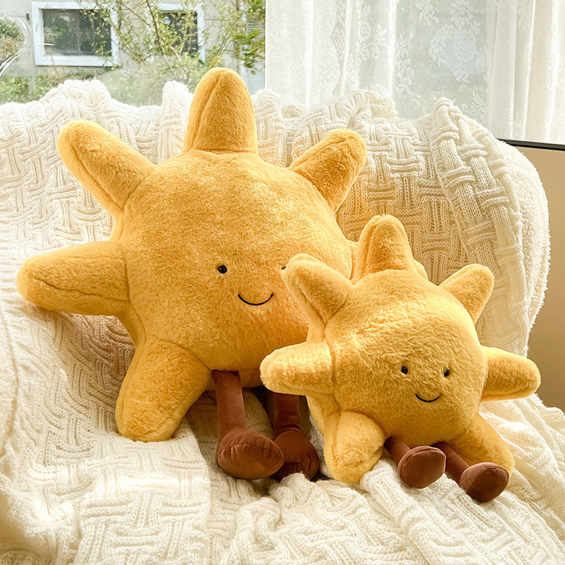 Sun-Shaped Accent Pillow for Cozy Playful Room Decor