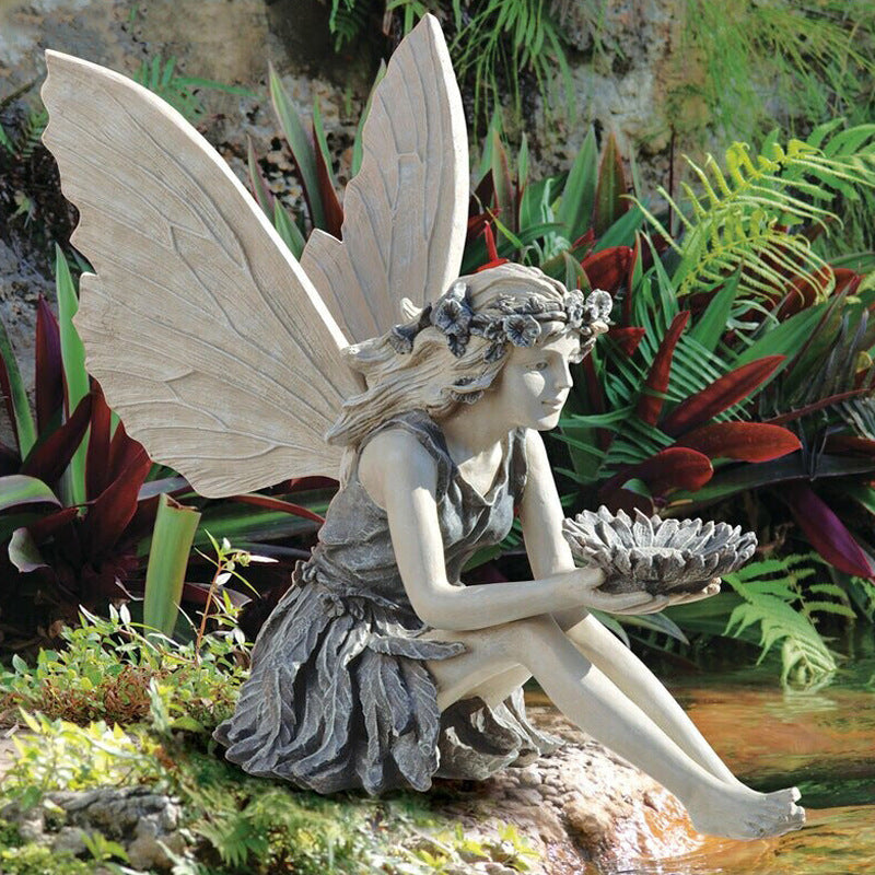 Sunflower Fairy Statue Garden Focal Point Ornament