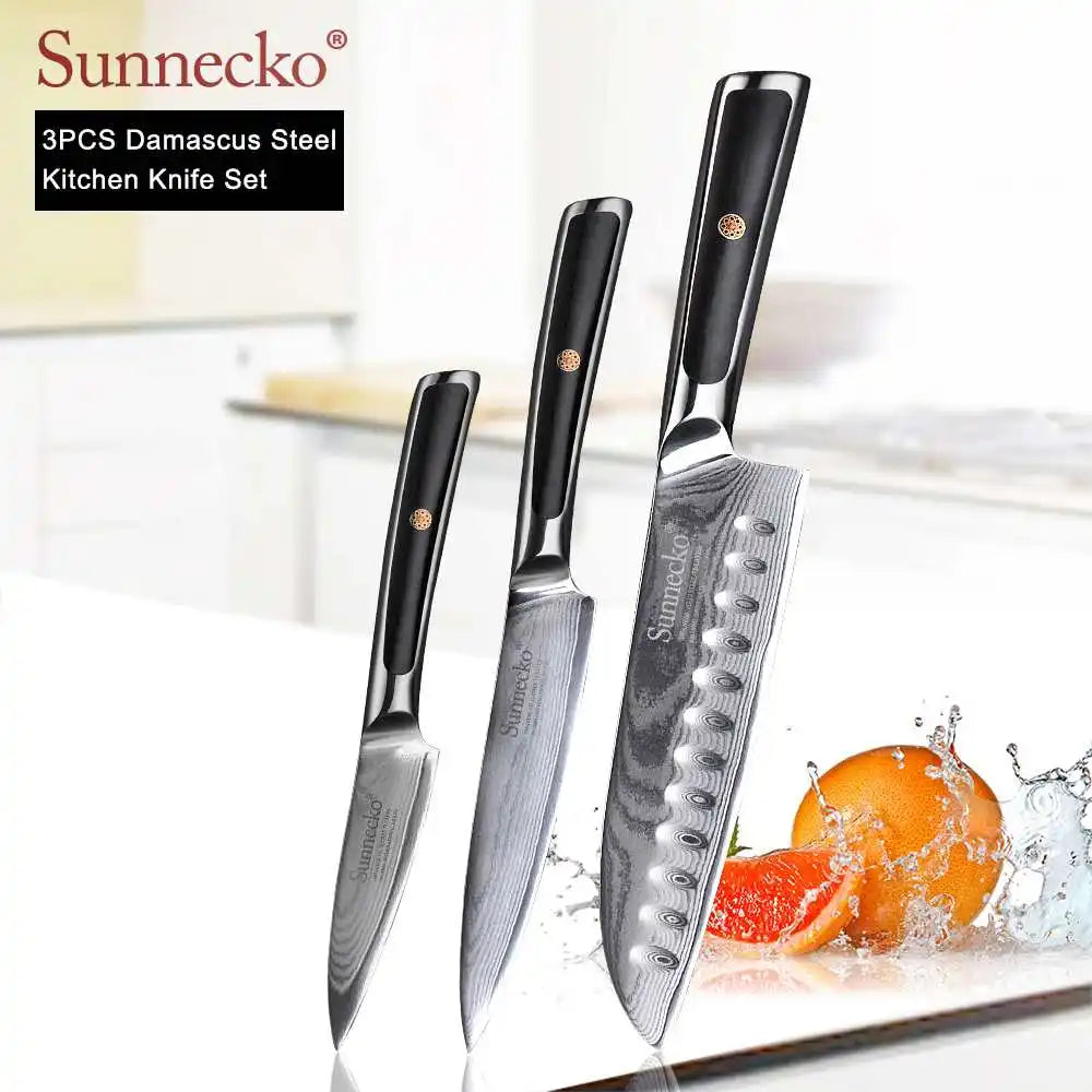 4-Piece Damascus Steel Kitchen Knife Set, VG10 Core