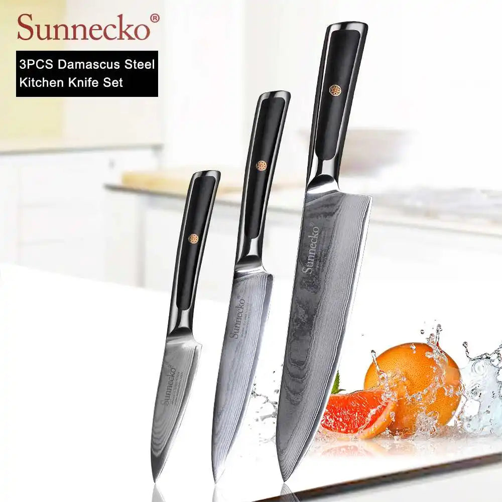 4-Piece Damascus Steel Kitchen Knife Set, VG10 Core