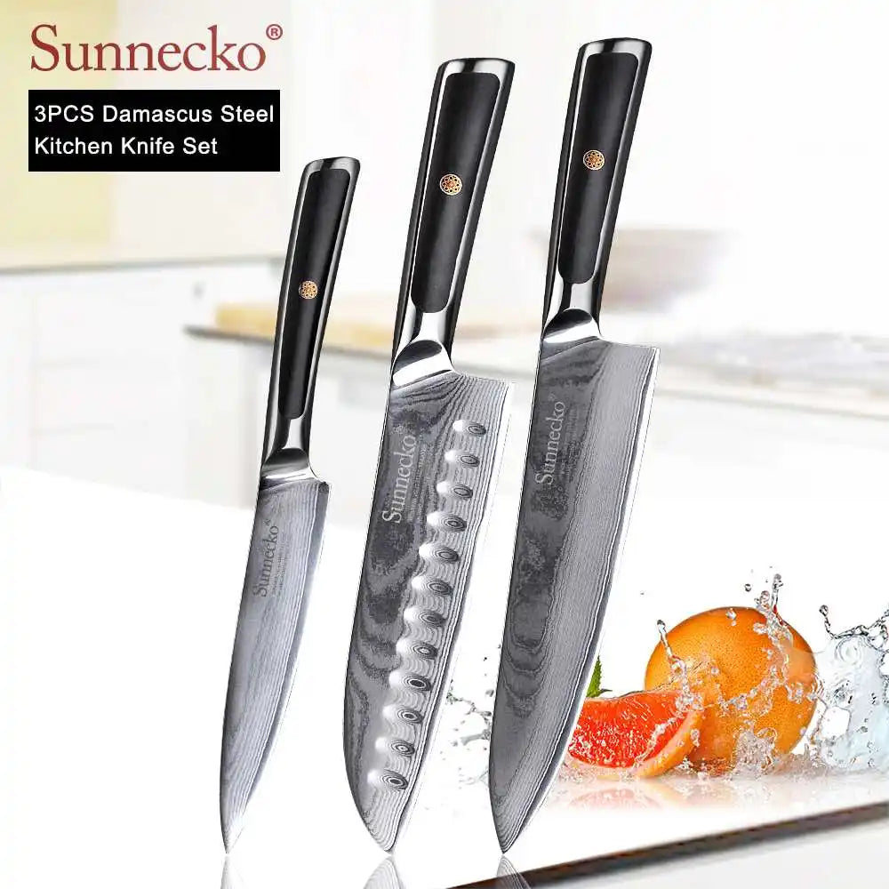 4-Piece Damascus Steel Kitchen Knife Set, VG10 Core