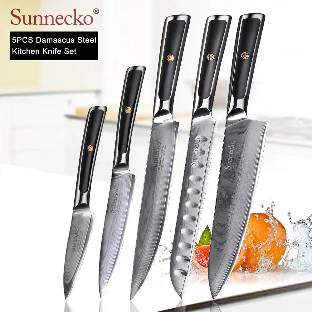 4-Piece Damascus Steel Kitchen Knife Set, VG10 Core