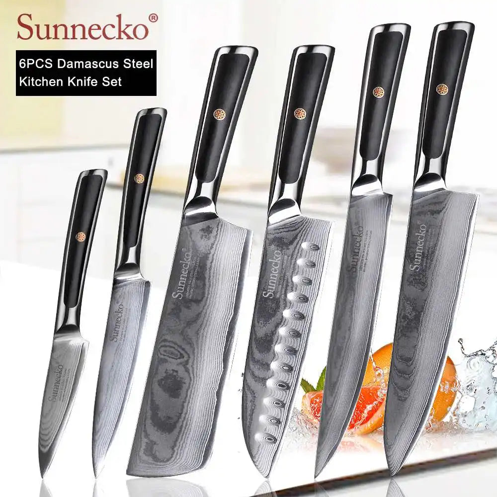 4-Piece Damascus Steel Kitchen Knife Set, VG10 Core