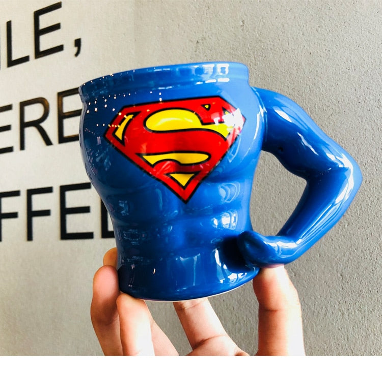 Superhero Mug With Spoon, Sculpted Muscle Torso Cup