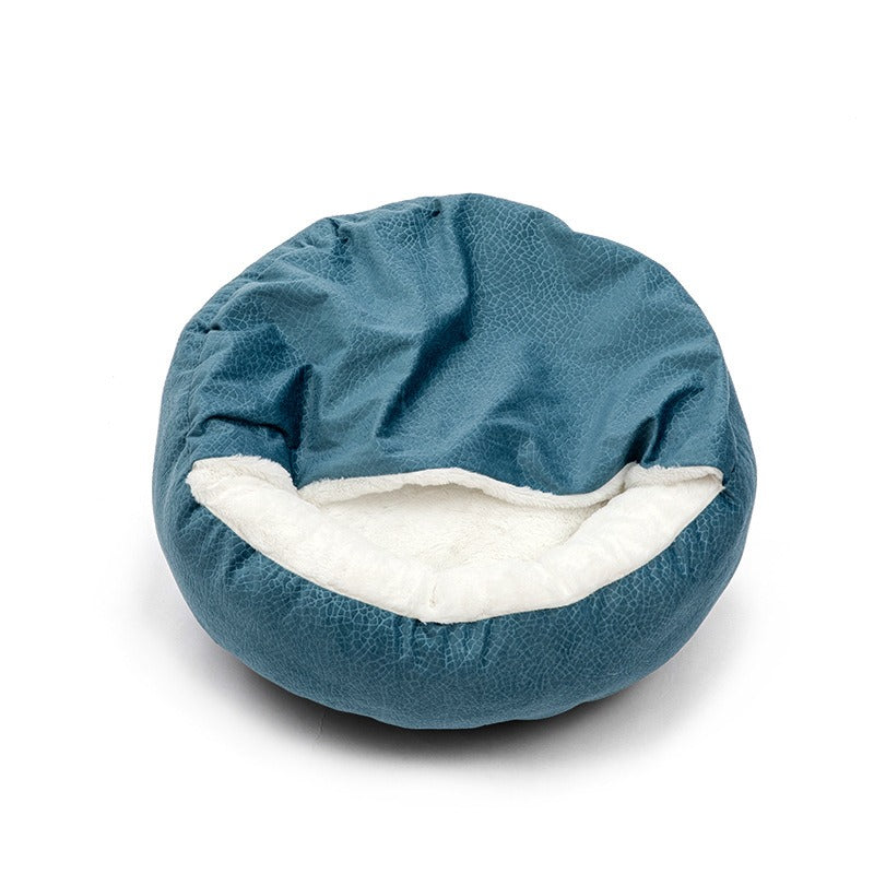 Enclosed Plush Cat Bed for Cozy, Calming Indoor Sleep
