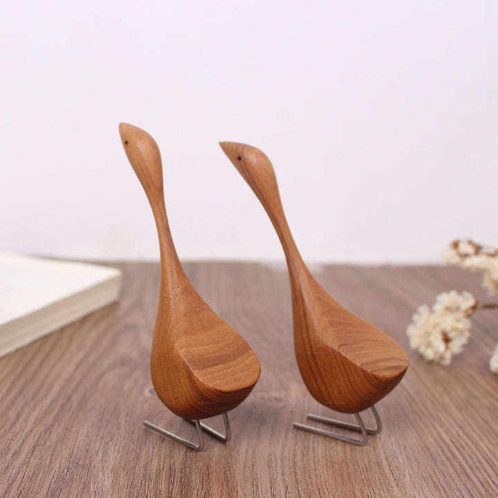 Wooden Swan Figurines for Warm Nordic Tabletop Decor