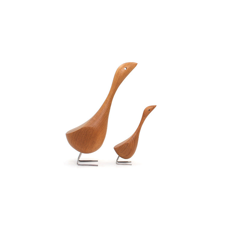 Wooden Swan Figurines for Warm Nordic Tabletop Decor