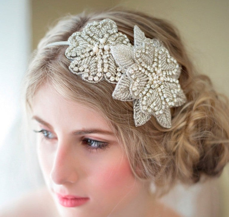 Bridal Crystal Flower Headband for Romantic Wedding Hair